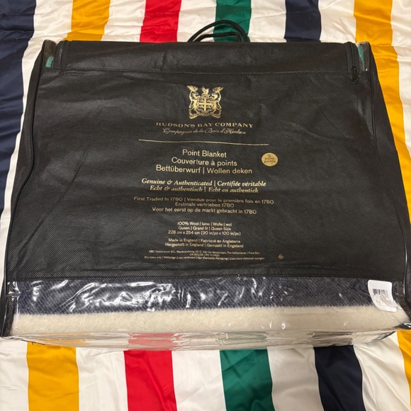 Authentic Hudson’s Bay Company HBC 6-Point Wool Blanket queen multistripe - Picture 4 of 6